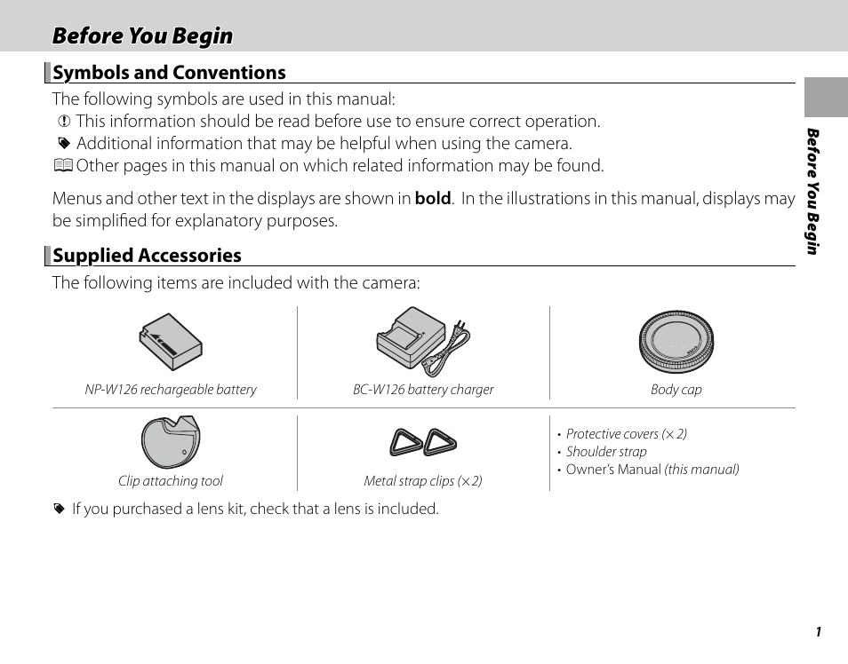 Before you begin | FujiFilm X-T10 User Manual | Page 17 / 176