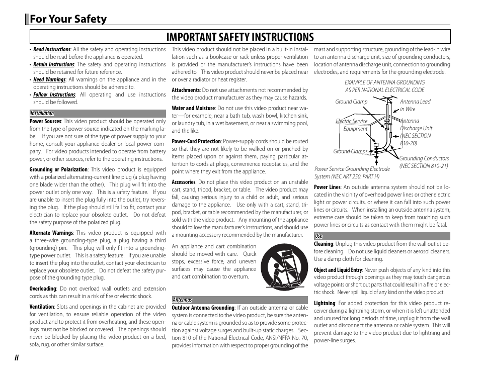 Important safety instructions, For your safety | FujiFilm X-T10 User Manual | Page 2 / 176