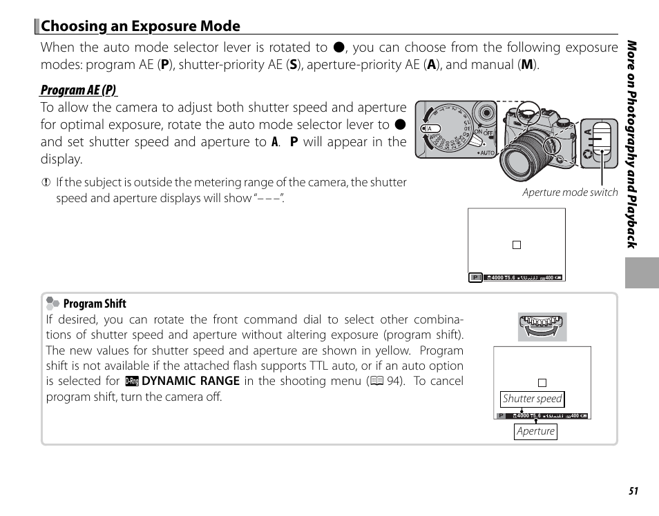 Choosing an exposure mode | FujiFilm X-T10 User Manual | Page 67 / 176