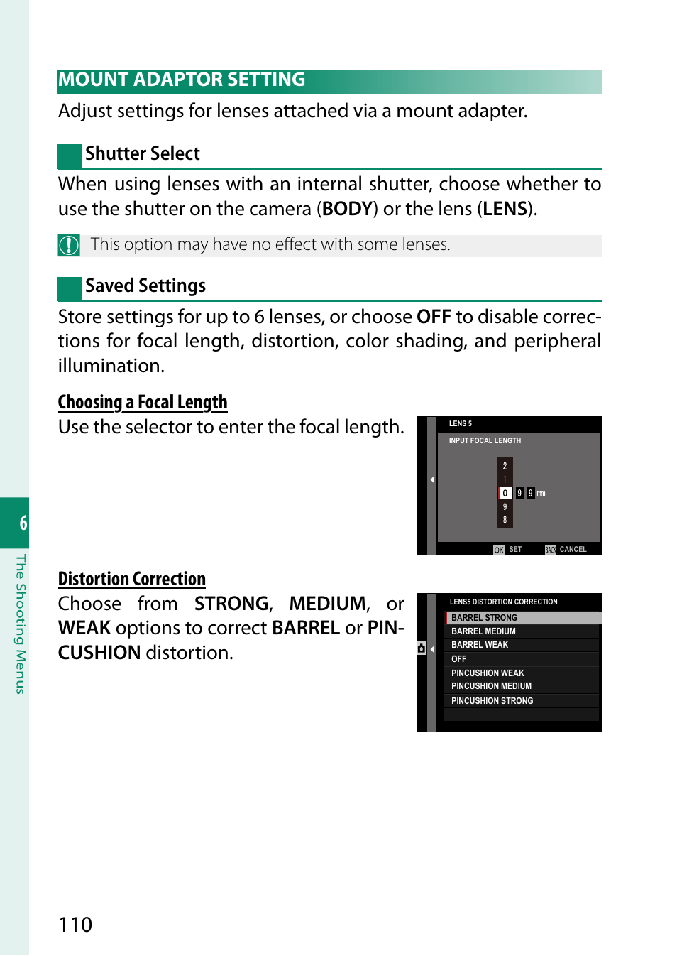 This option may have no eff ect with some lenses | FujiFilm GFX 50S User Manual | Page 128 / 268