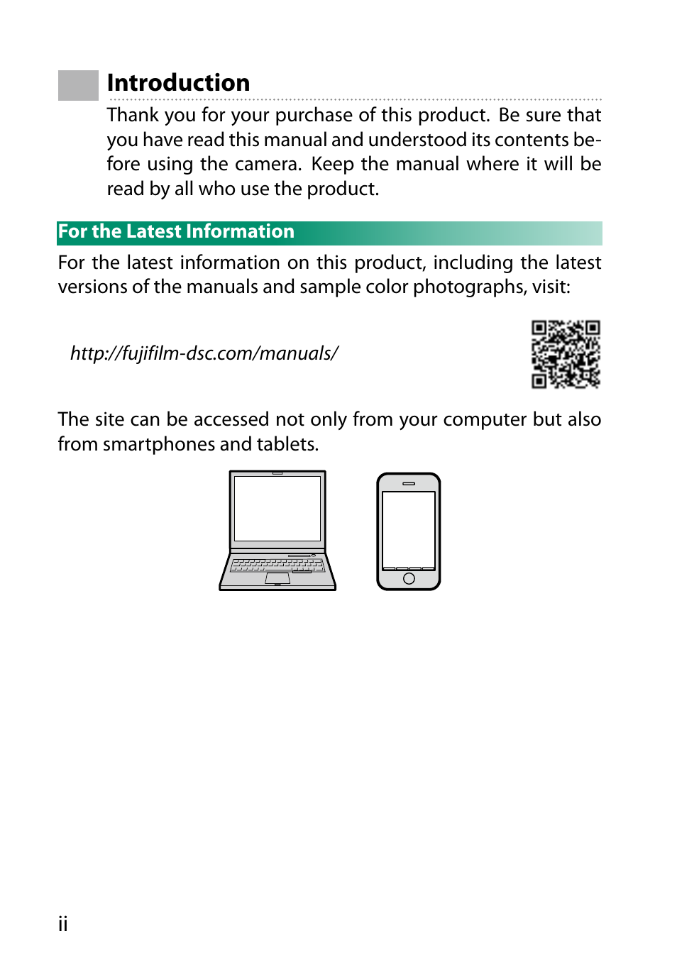 Introduction | FujiFilm GFX 50S User Manual | Page 2 / 268