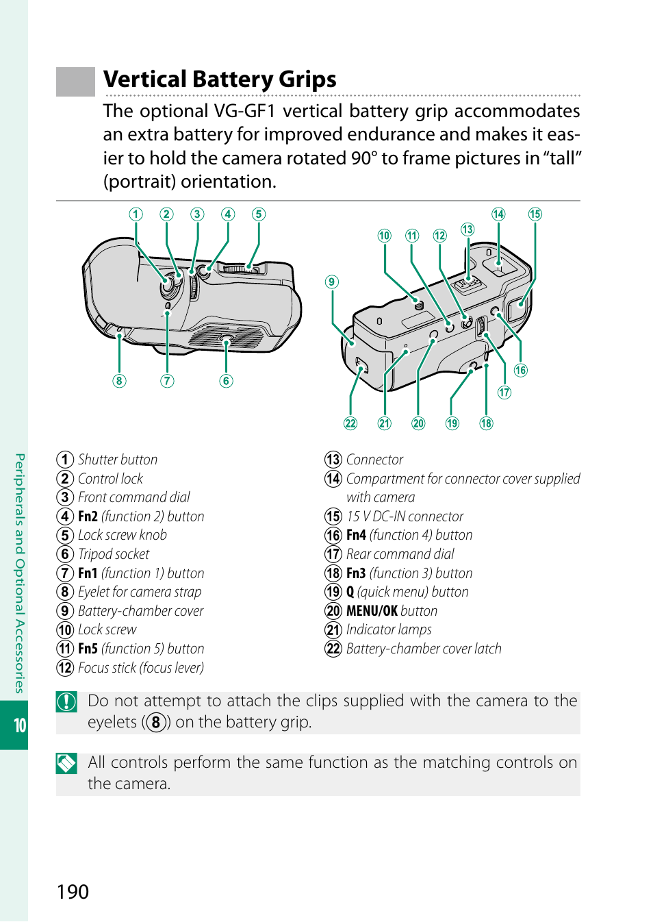 Vertical battery grips | FujiFilm GFX 50S User Manual | Page 208 / 268