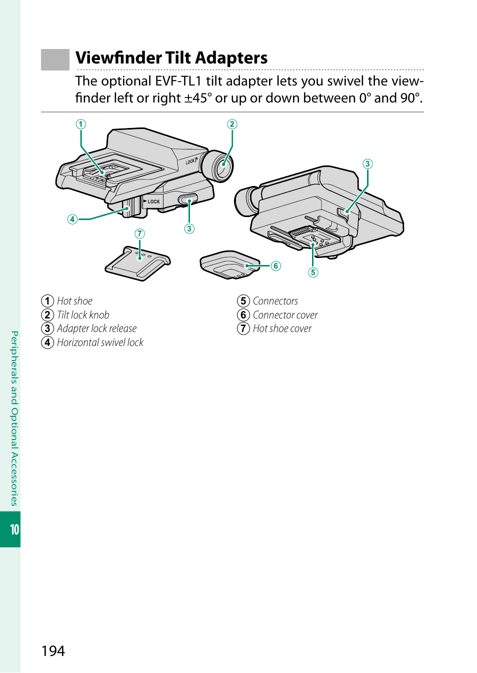 Viewfi nder tilt adapters | FujiFilm GFX 50S User Manual | Page 212 / 268