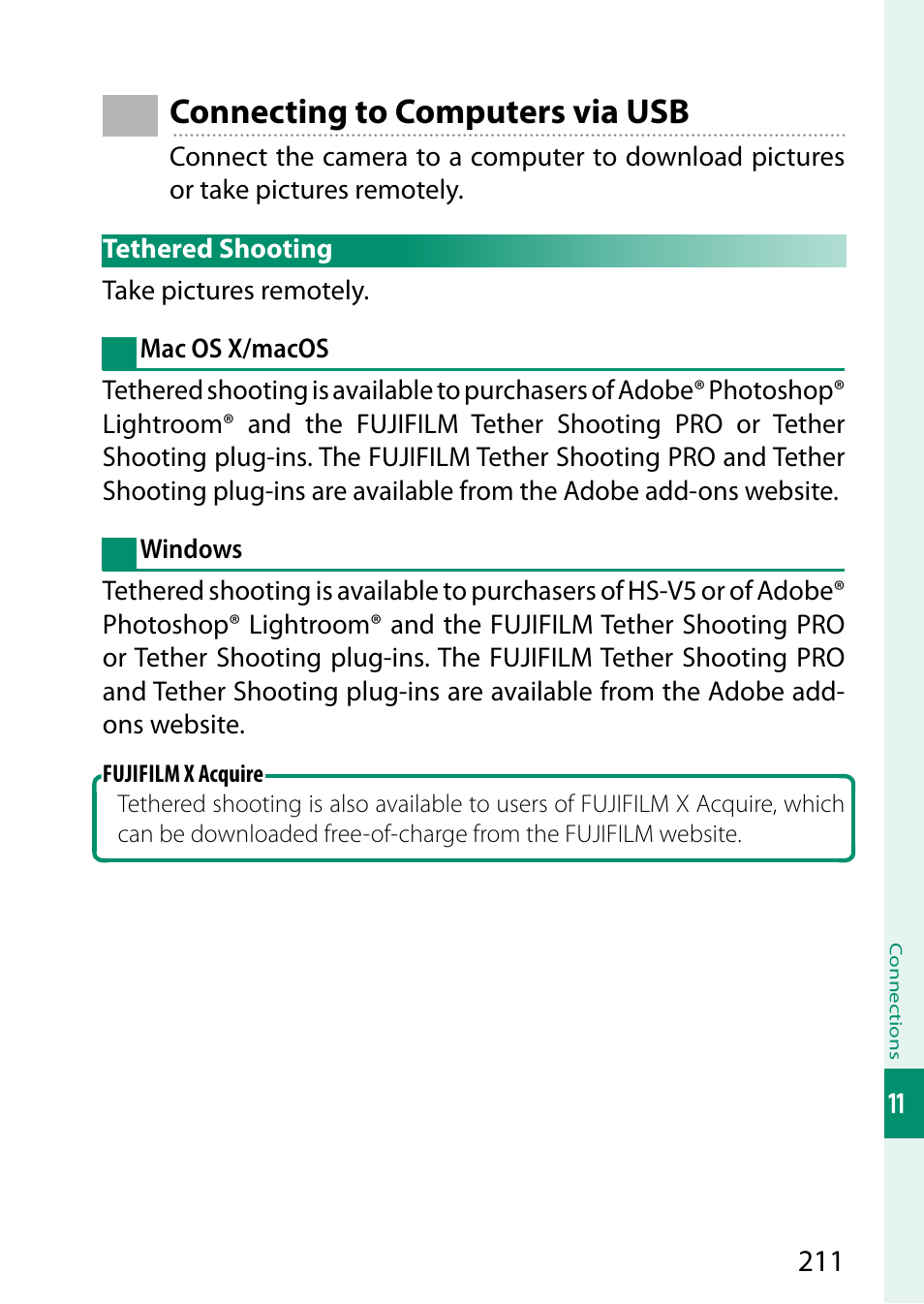 Connecting to computers via usb | FujiFilm GFX 50S User Manual | Page 229 / 268