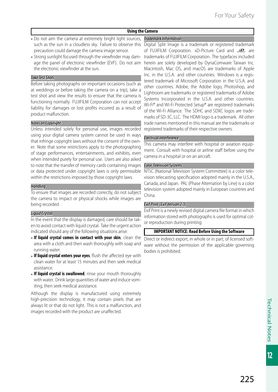 For your safety | FujiFilm GFX 50S User Manual | Page 243 / 268