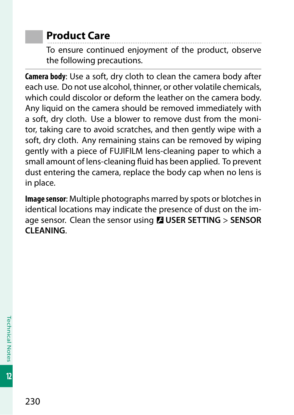 Product care | FujiFilm GFX 50S User Manual | Page 248 / 268