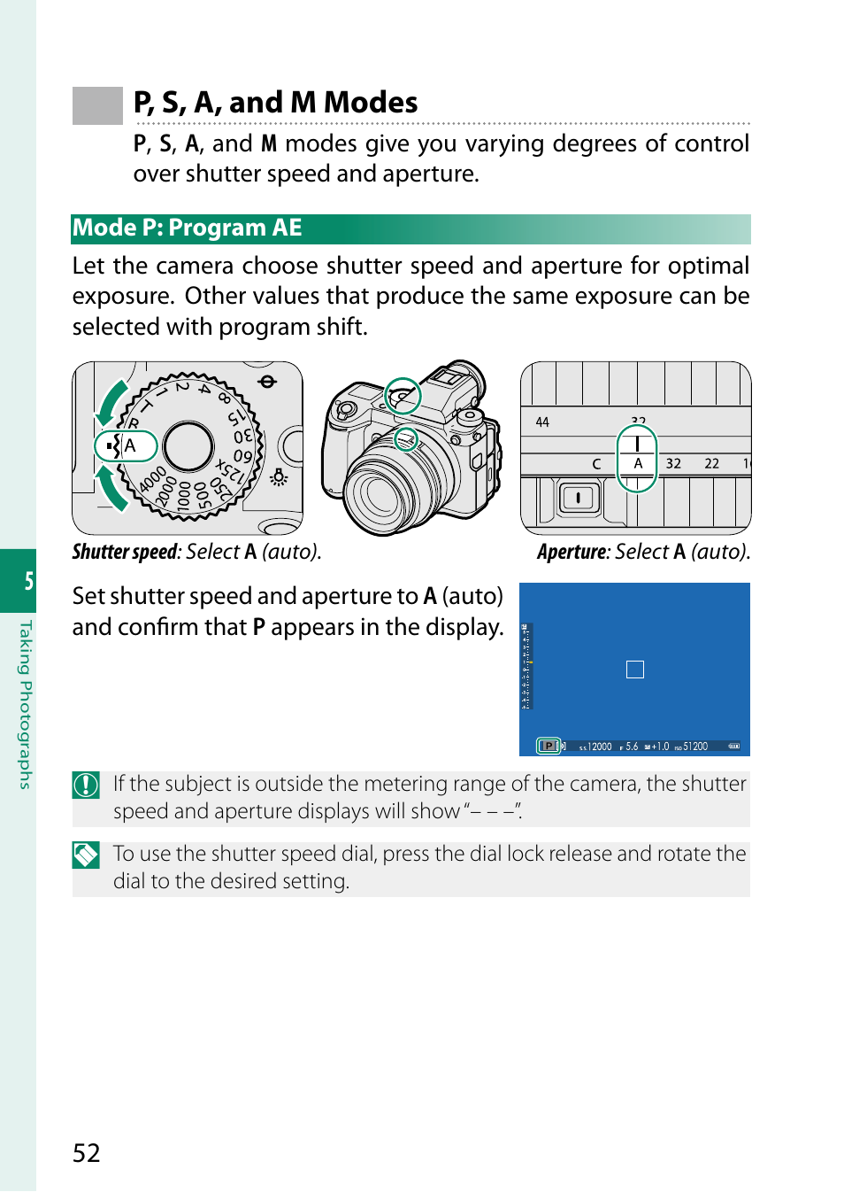 P, s, a, and m modes | FujiFilm GFX 50S User Manual | Page 70 / 268