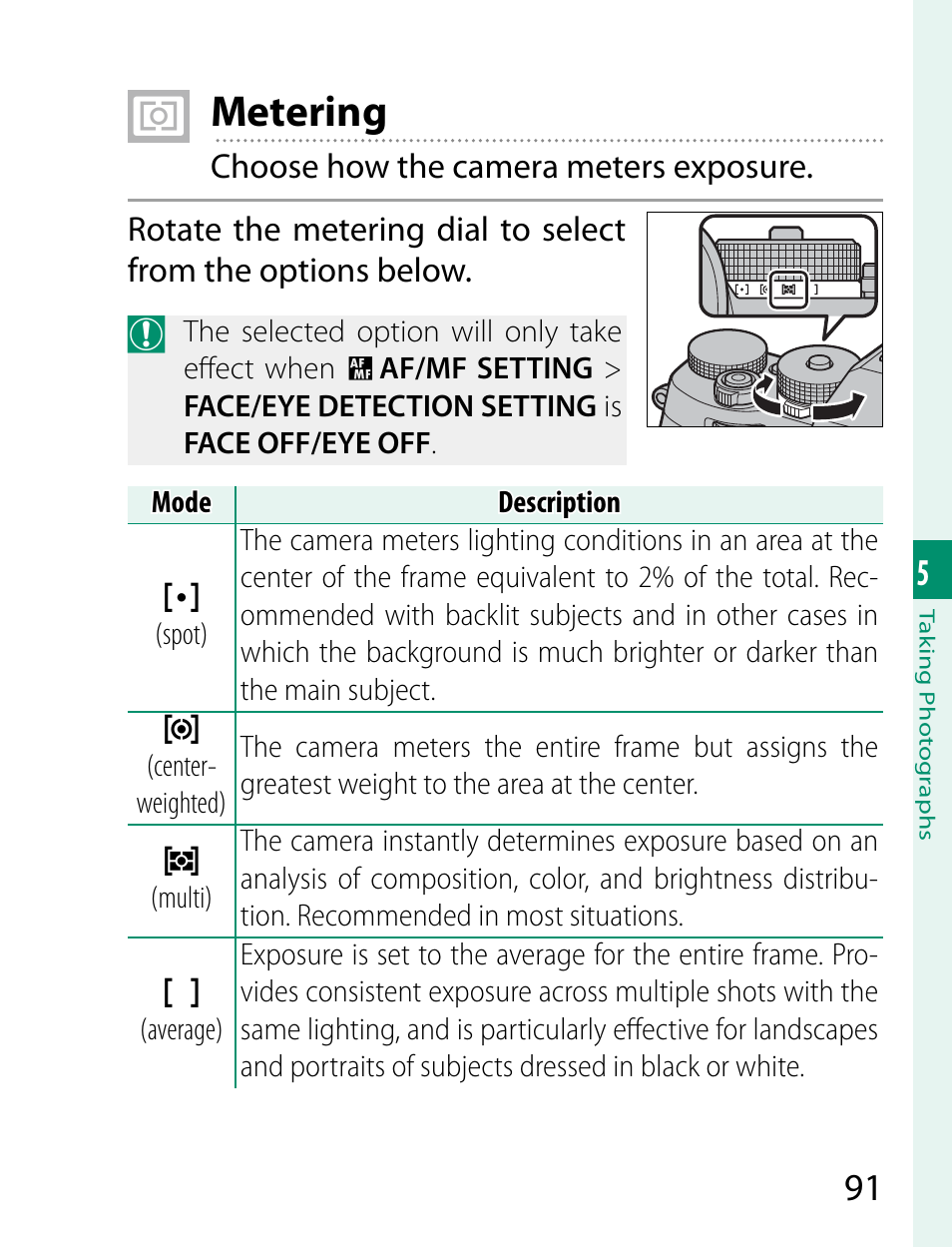 Metering | FujiFilm X-T2 User Manual | Page 113 / 368