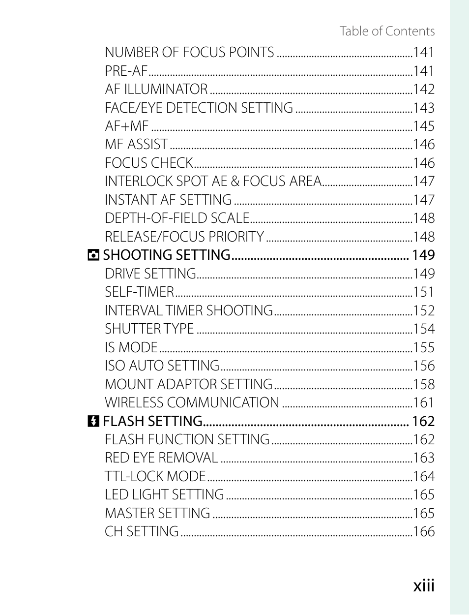 Xiii | FujiFilm X-T2 User Manual | Page 13 / 368