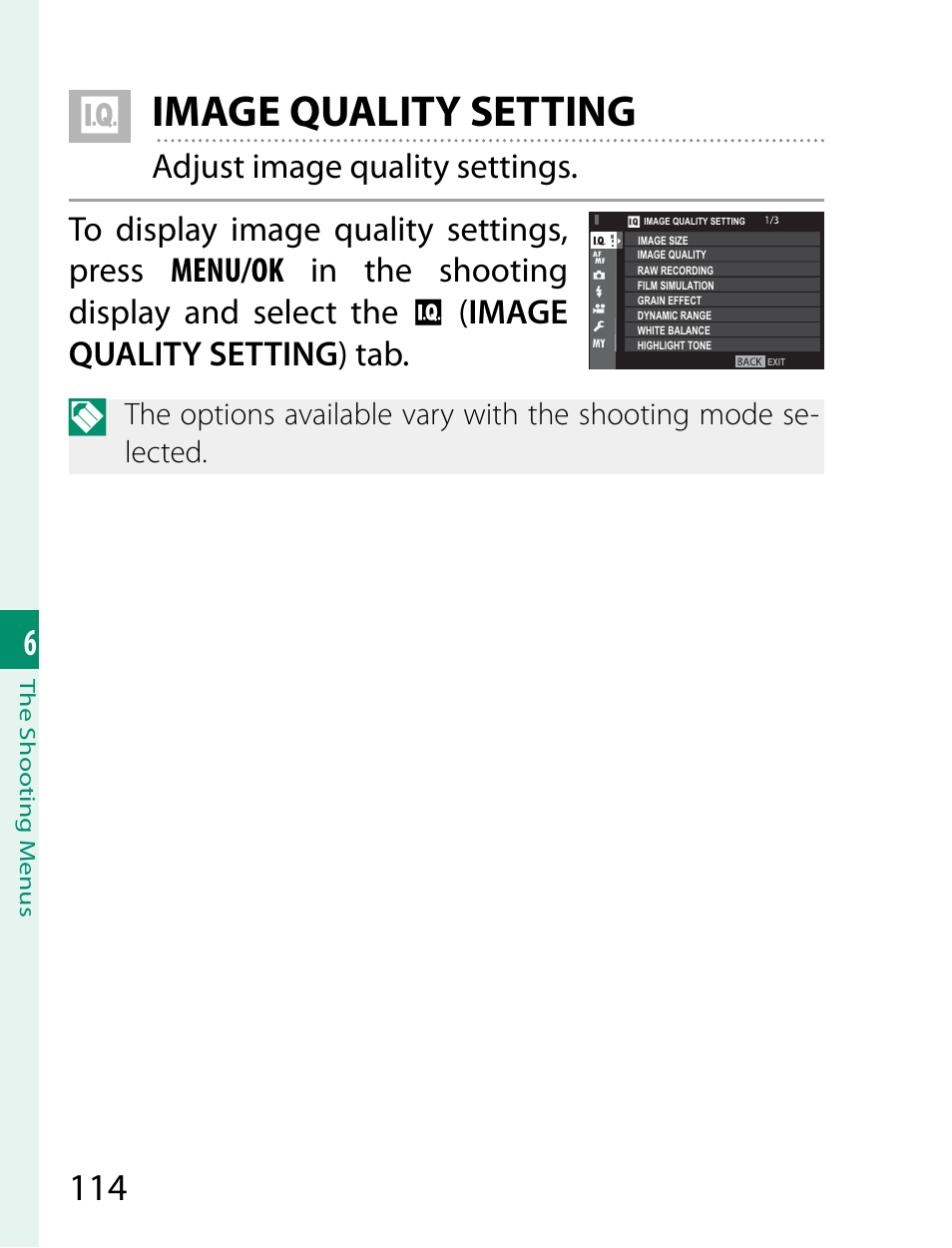 Image quality setting | FujiFilm X-T2 User Manual | Page 136 / 368