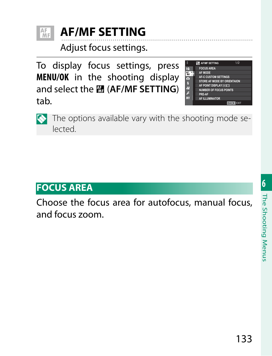 Af/mf setting | FujiFilm X-T2 User Manual | Page 155 / 368