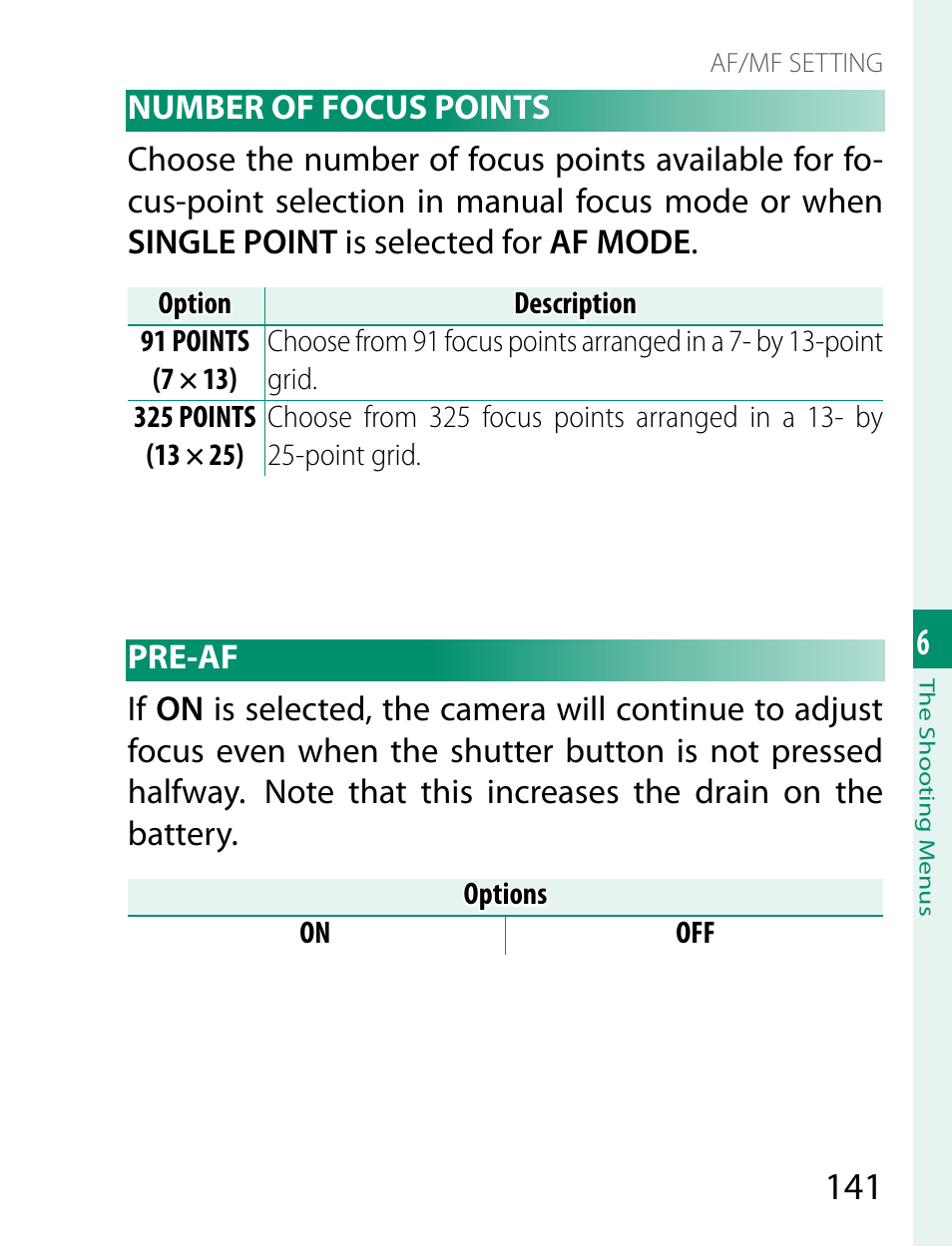 Pre-af | FujiFilm X-T2 User Manual | Page 163 / 368