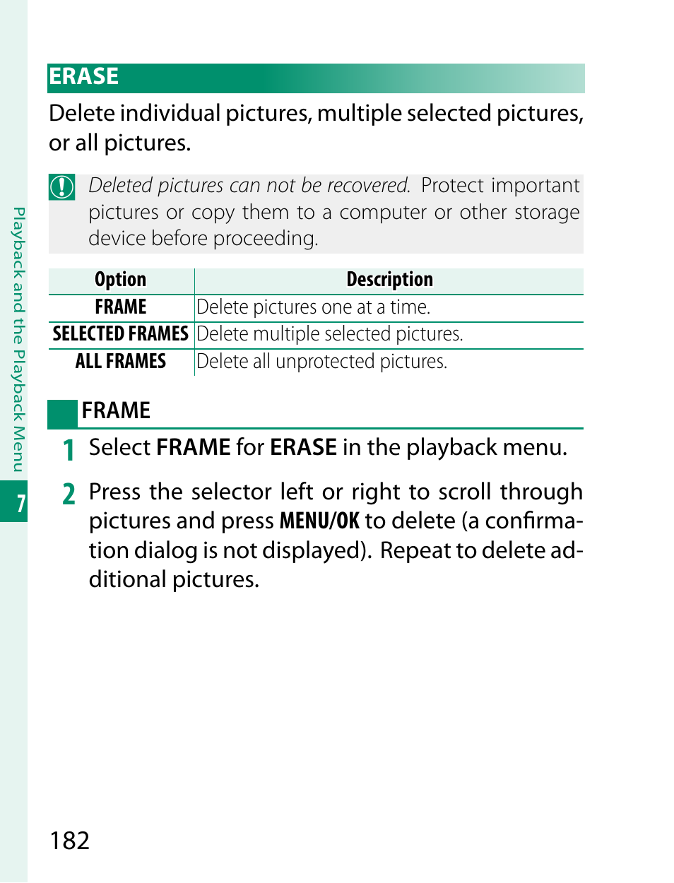 Erase | FujiFilm X-T2 User Manual | Page 204 / 368