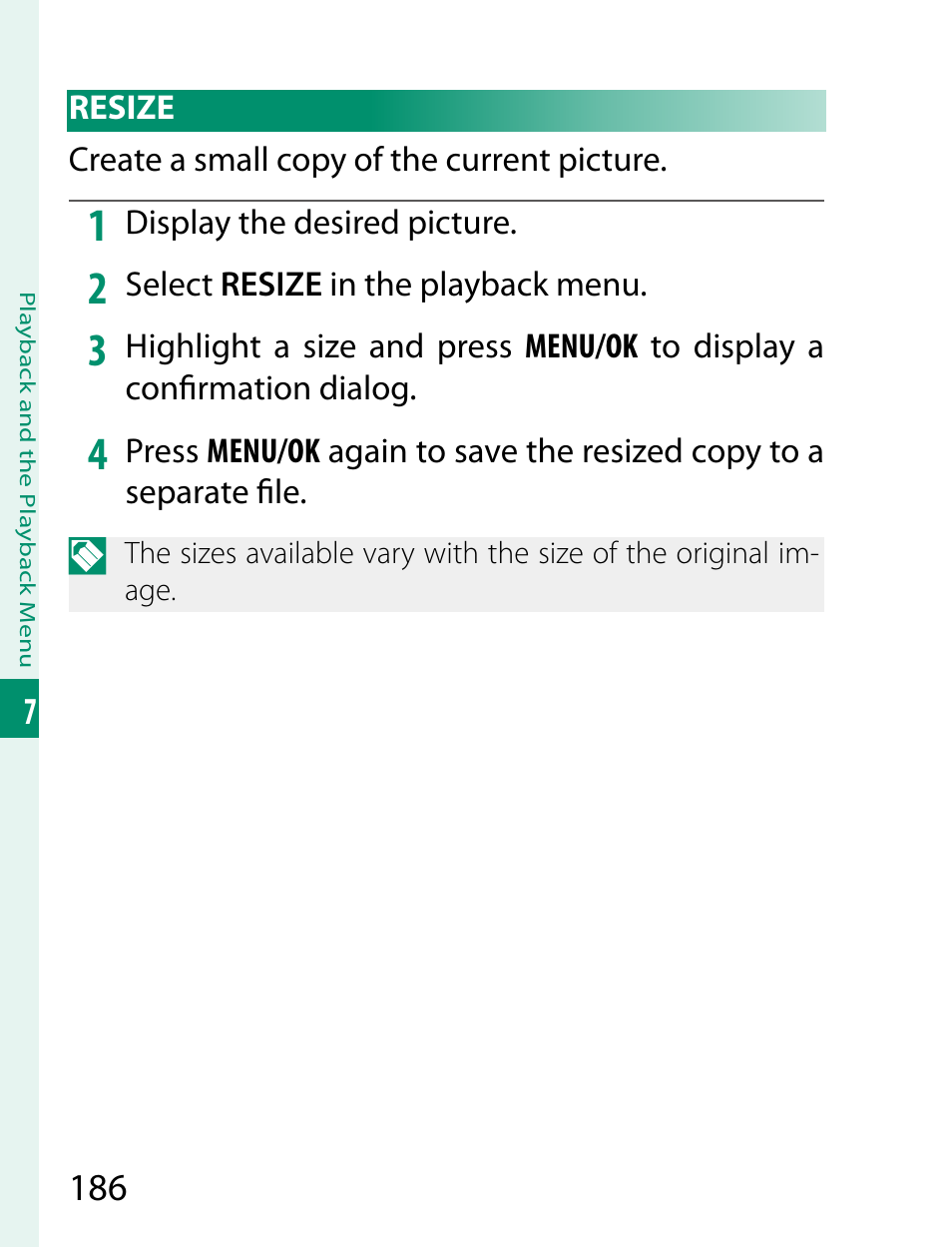 Resize | FujiFilm X-T2 User Manual | Page 208 / 368