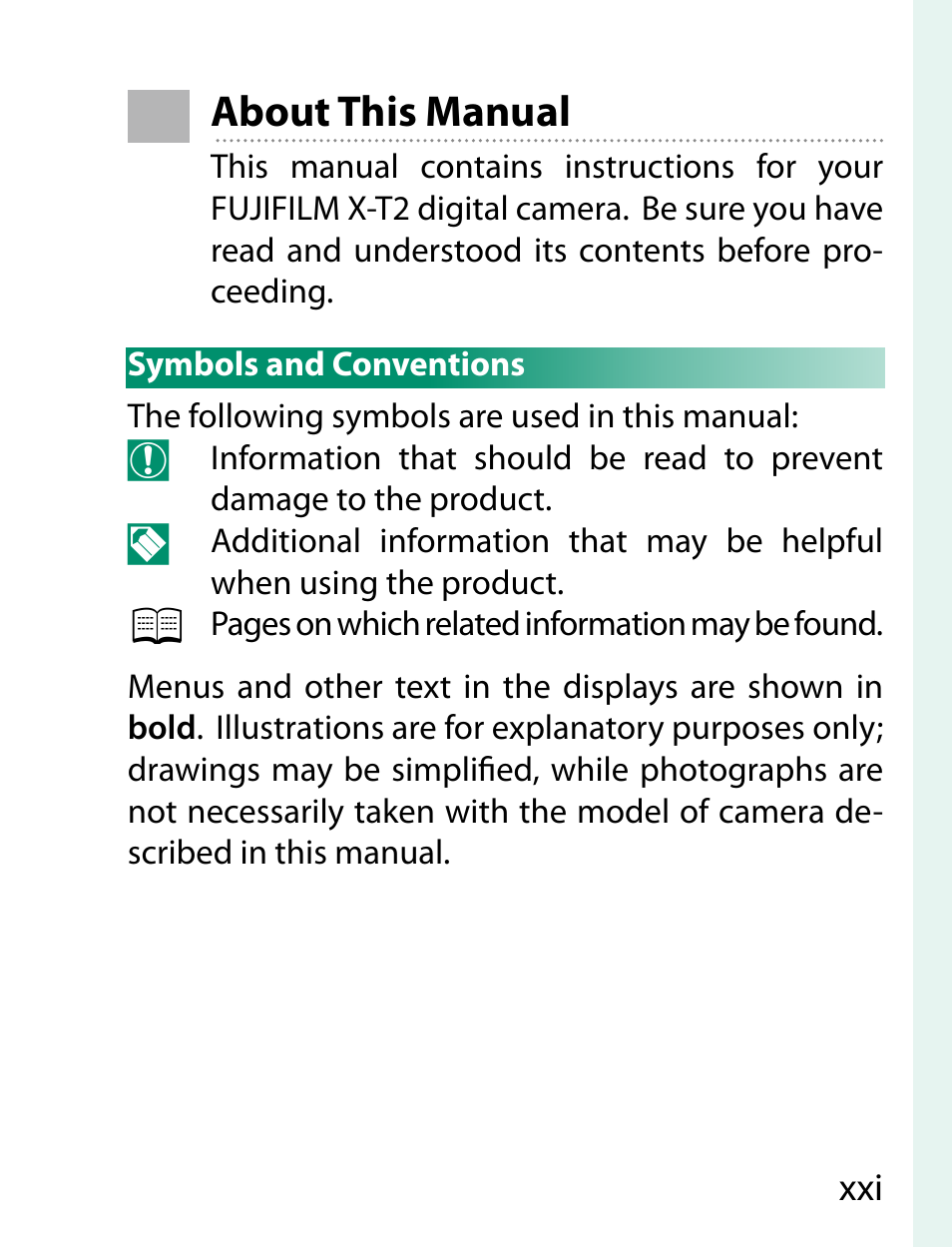 FujiFilm X-T2 User Manual | Page 21 / 368