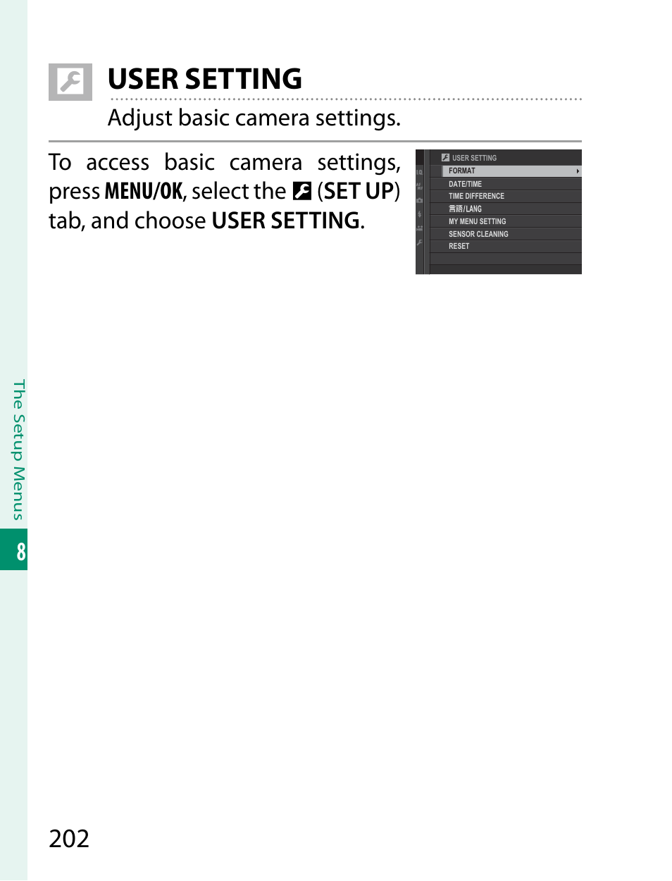 User setting | FujiFilm X-T2 User Manual | Page 224 / 368