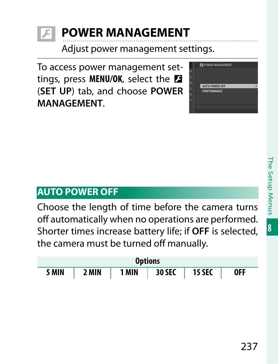 Power management | FujiFilm X-T2 User Manual | Page 259 / 368