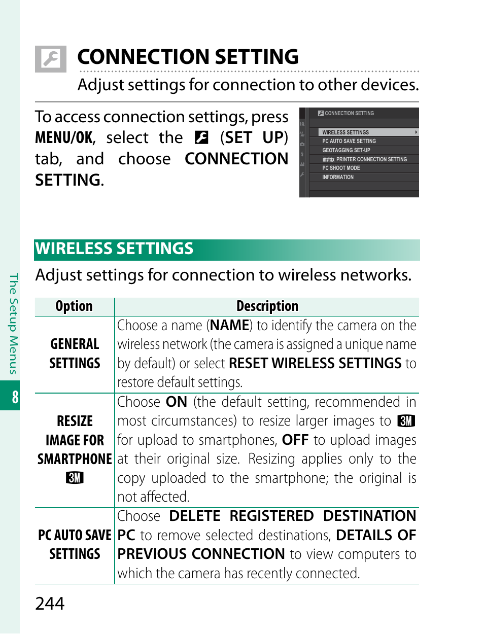 Connection setting | FujiFilm X-T2 User Manual | Page 266 / 368