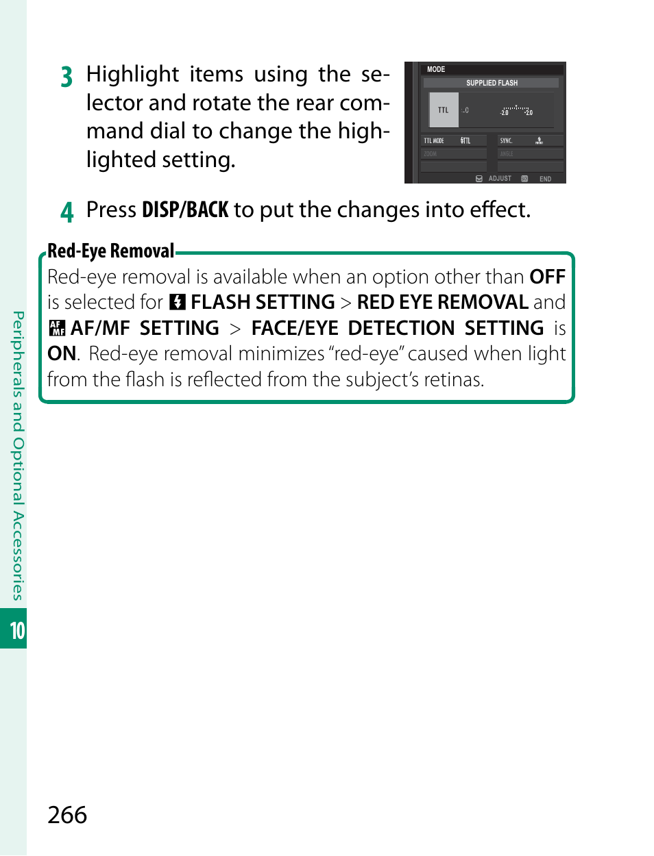 Press disp/back to put the changes into eff ect | FujiFilm X-T2 User Manual | Page 288 / 368