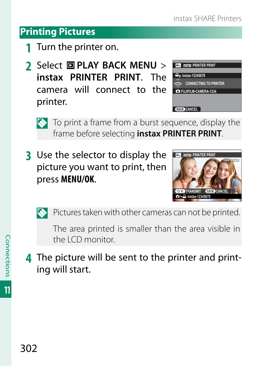 Printing pictures, Turn the printer on | FujiFilm X-T2 User Manual | Page 324 / 368