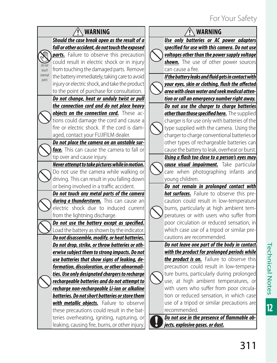 For your safety, Warning | FujiFilm X-T2 User Manual | Page 333 / 368