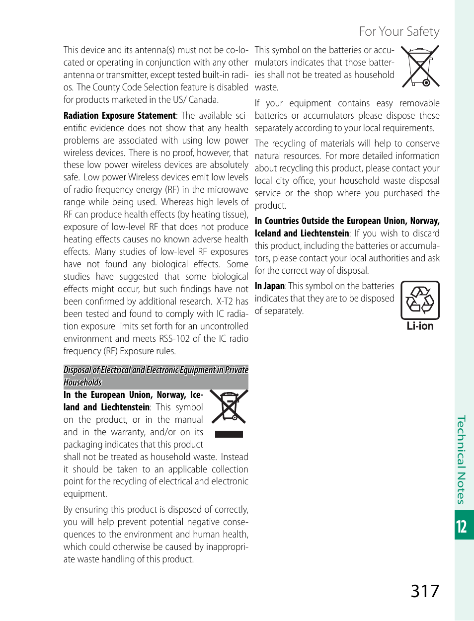 For your safety | FujiFilm X-T2 User Manual | Page 339 / 368