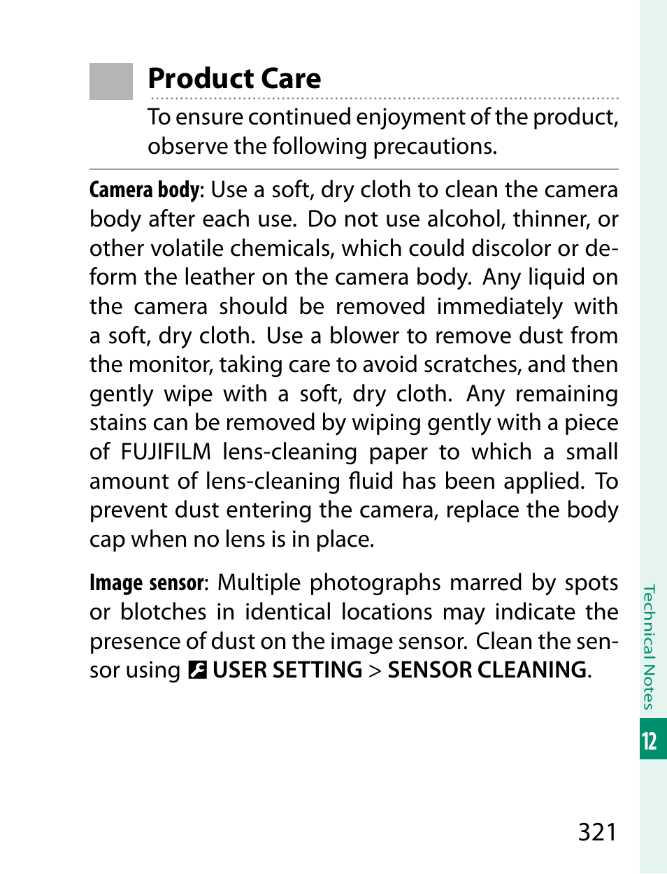 Product care | FujiFilm X-T2 User Manual | Page 343 / 368