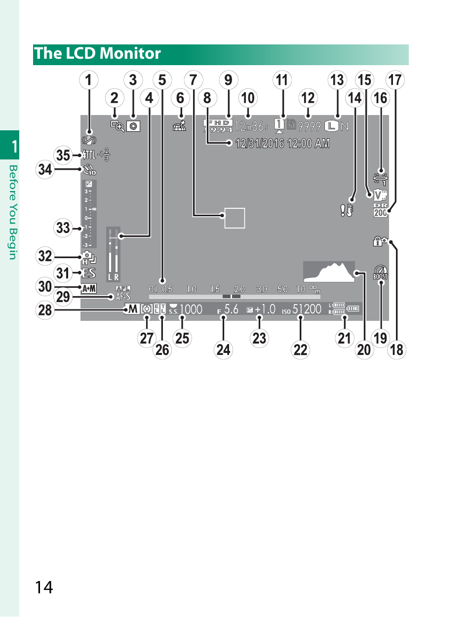 The lcd monitor | FujiFilm X-T2 User Manual | Page 36 / 368