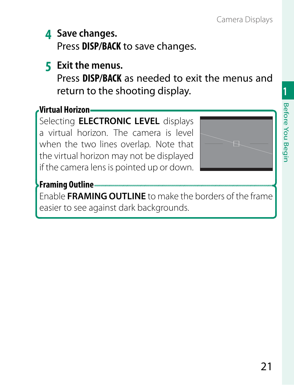 Save changes. press disp/back to save changes | FujiFilm X-T2 User Manual | Page 43 / 368