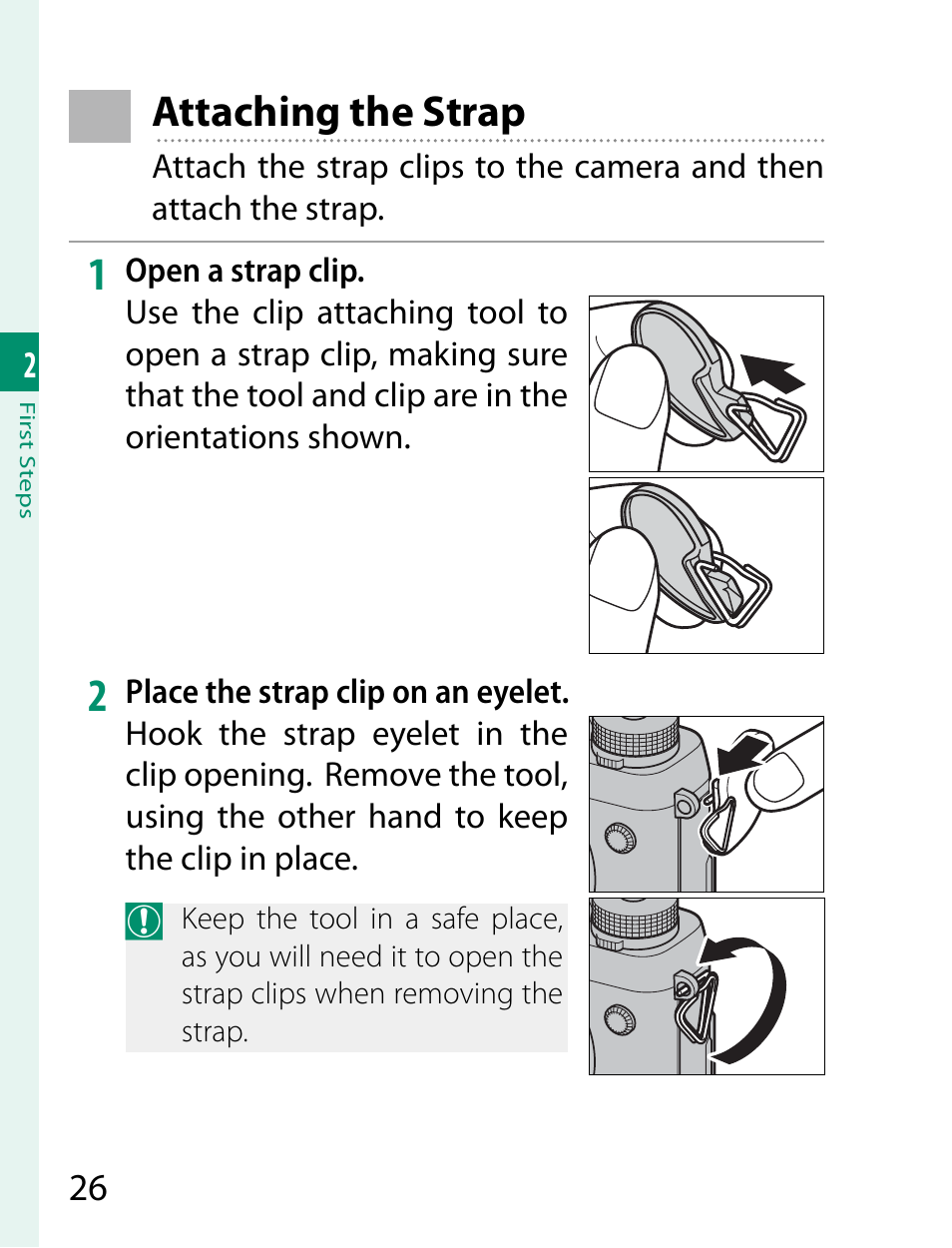 Attaching the strap | FujiFilm X-T2 User Manual | Page 48 / 368