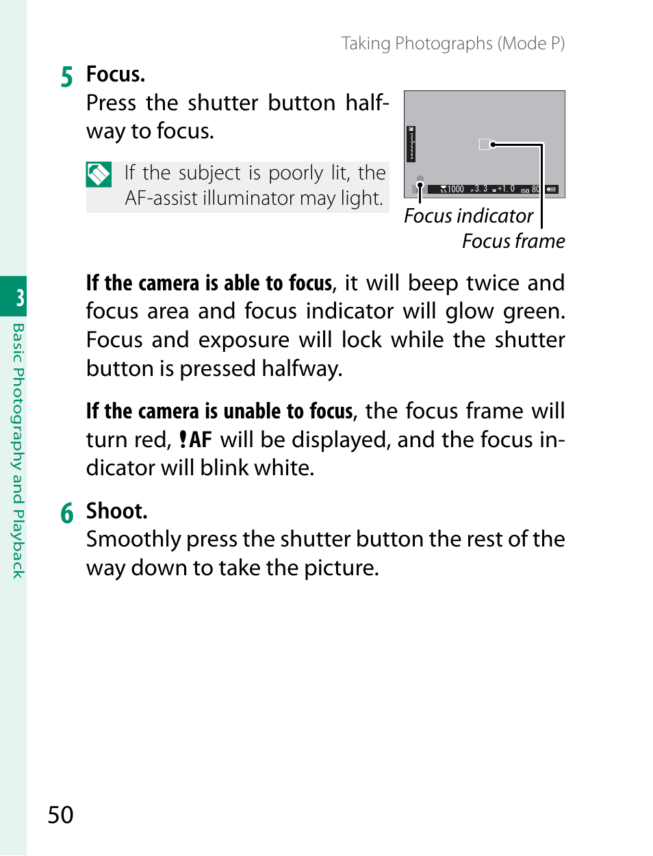 Focus. press the shutter button half- way to focus | FujiFilm X-T2 User Manual | Page 72 / 368