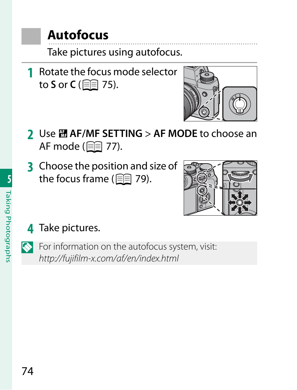 Ocus, Autofocus | FujiFilm X-T2 User Manual | Page 96 / 368