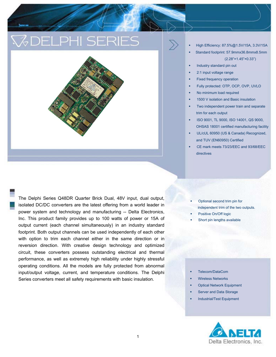 Delta Electronics Q48DR User Manual | 14 pages