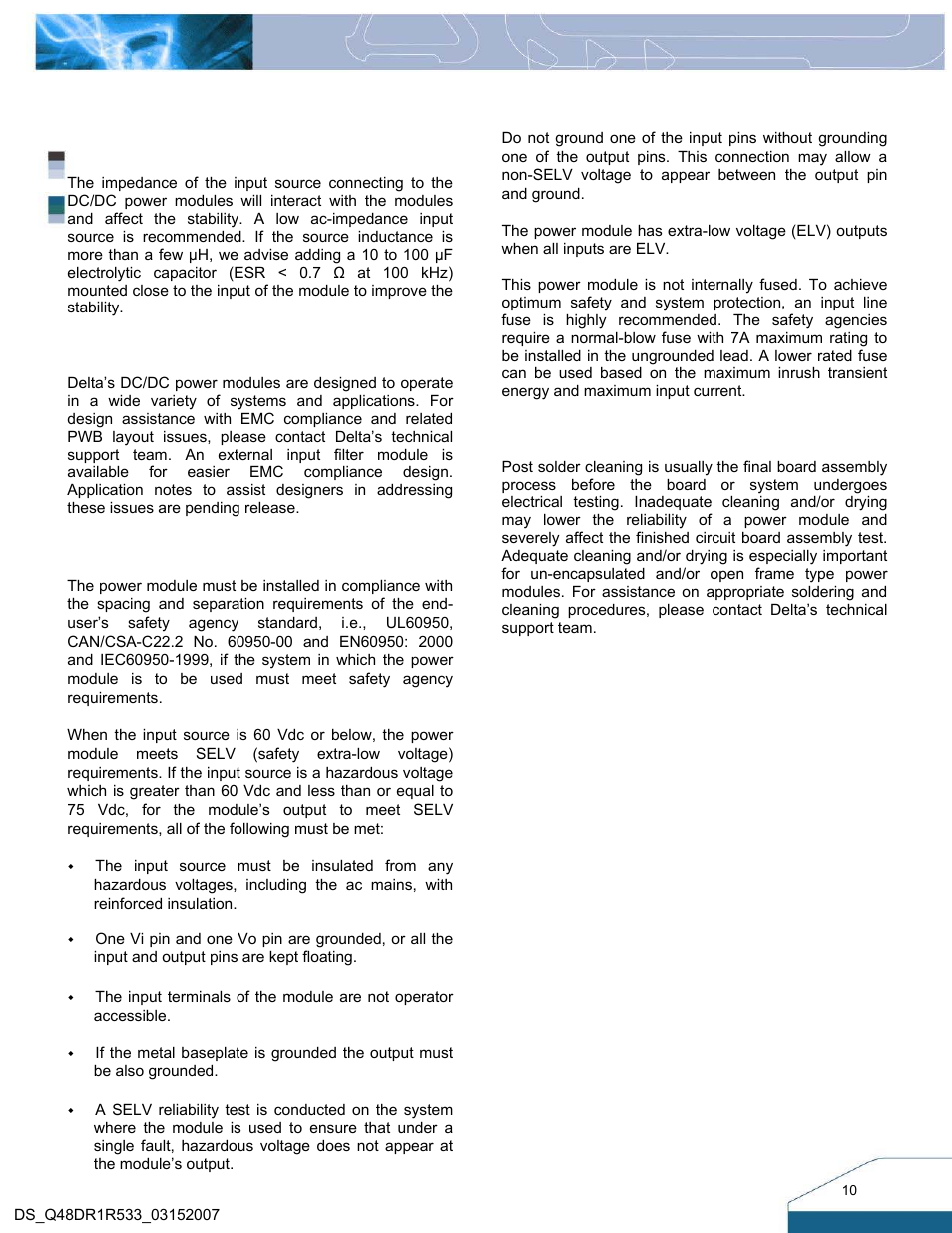 Design considerations | Delta Electronics Q48DR User Manual | Page 9 / 14