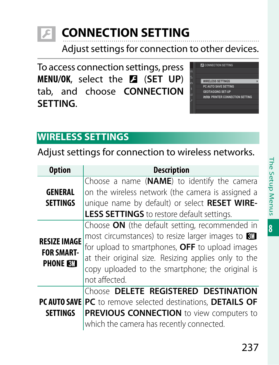 Connection setting | FujiFilm X-T20 User Manual | Page 257 / 356