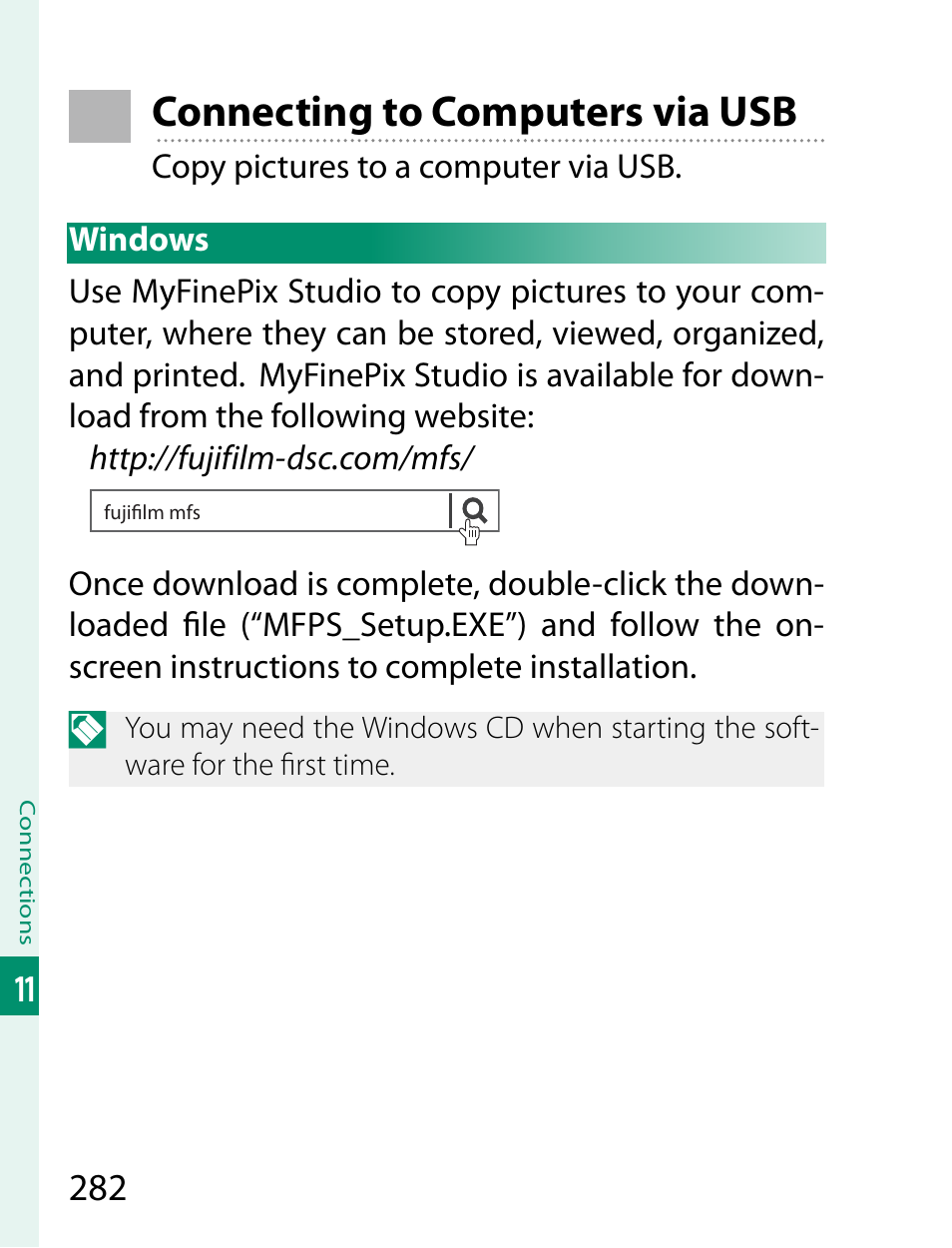 Indows, Connecting to computers via usb | FujiFilm X-T20 User Manual | Page 302 / 356