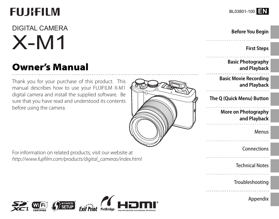 FujiFilm X-M1 User Manual | 148 pages