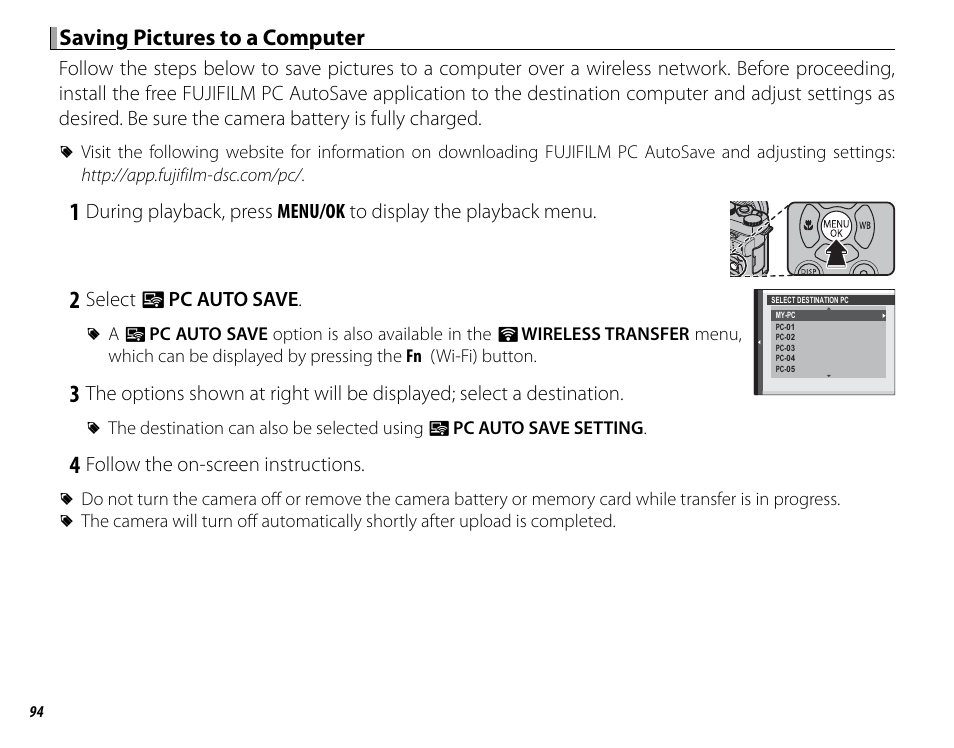 Saving pictures to a computer | FujiFilm X-M1 User Manual | Page 110 / 148