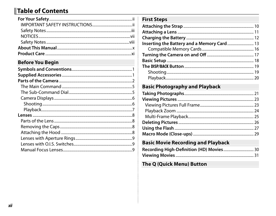 FujiFilm X-M1 User Manual | Page 12 / 148