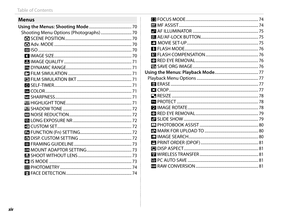 FujiFilm X-M1 User Manual | Page 14 / 148