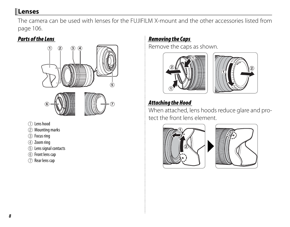 Lenses | FujiFilm X-M1 User Manual | Page 24 / 148