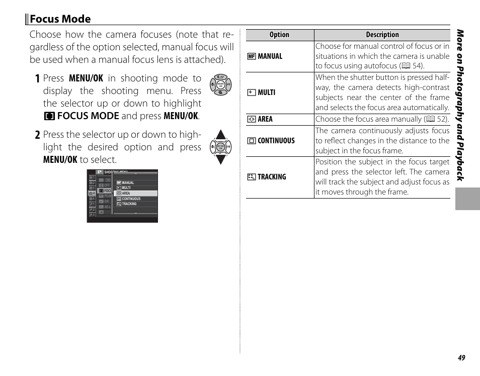 Focus mode | FujiFilm X-M1 User Manual | Page 65 / 148