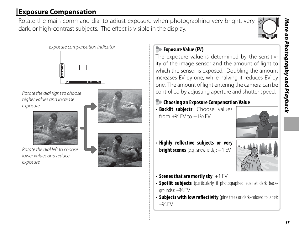 Exposure compensation, Exposure value (ev), 3 ev to +12 | 3 ev | FujiFilm X-M1 User Manual | Page 71 / 148