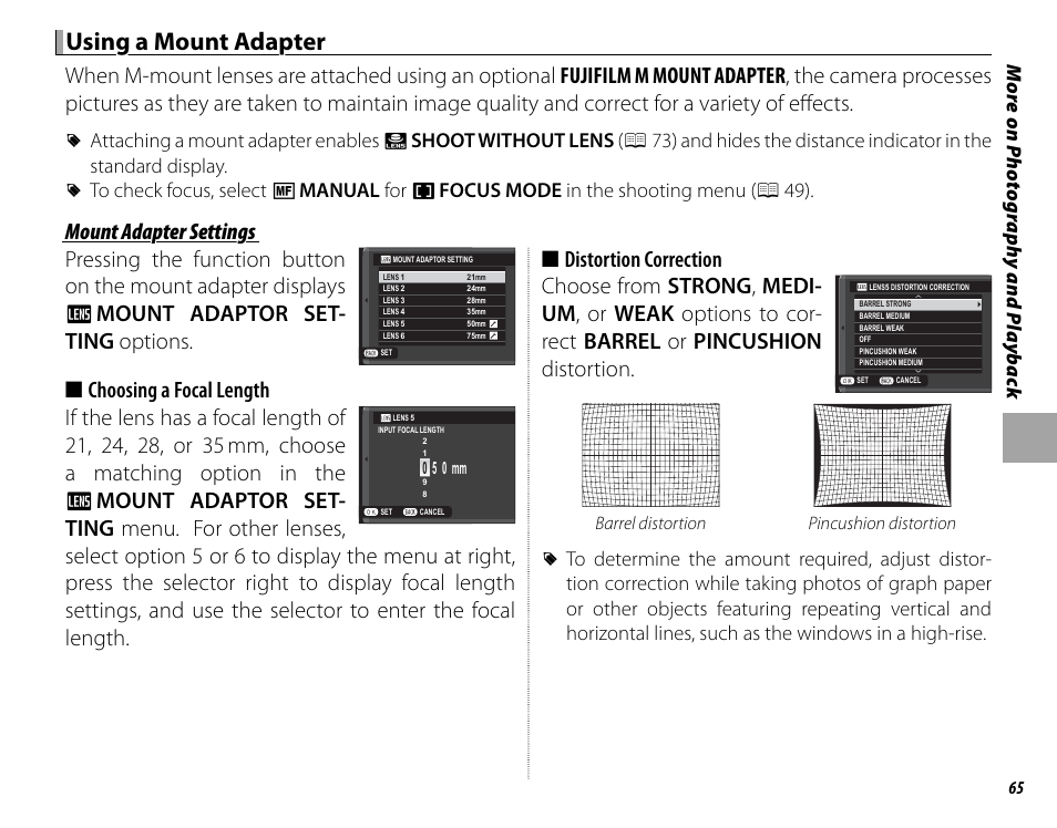 Using a mount adapter | FujiFilm X-M1 User Manual | Page 81 / 148