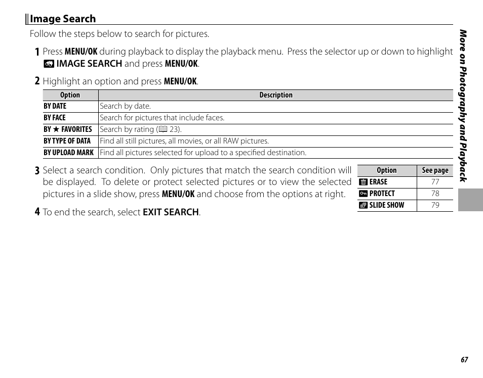 Image search | FujiFilm X-M1 User Manual | Page 83 / 148