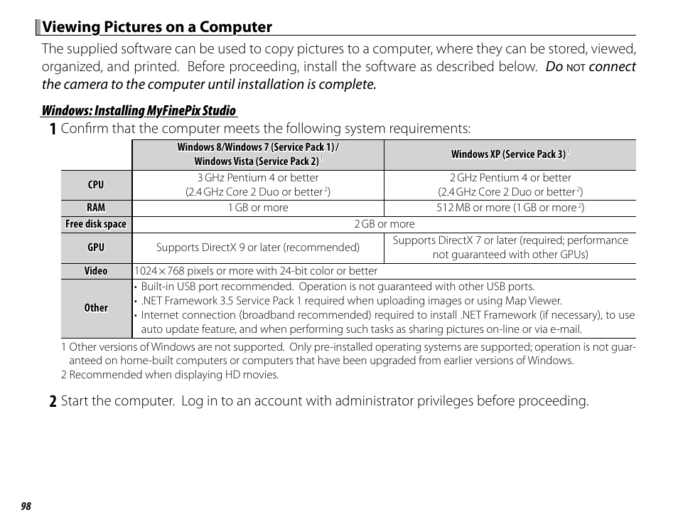 Viewing pictures on a computer | FujiFilm X-T1 User Manual | Page 114 / 152