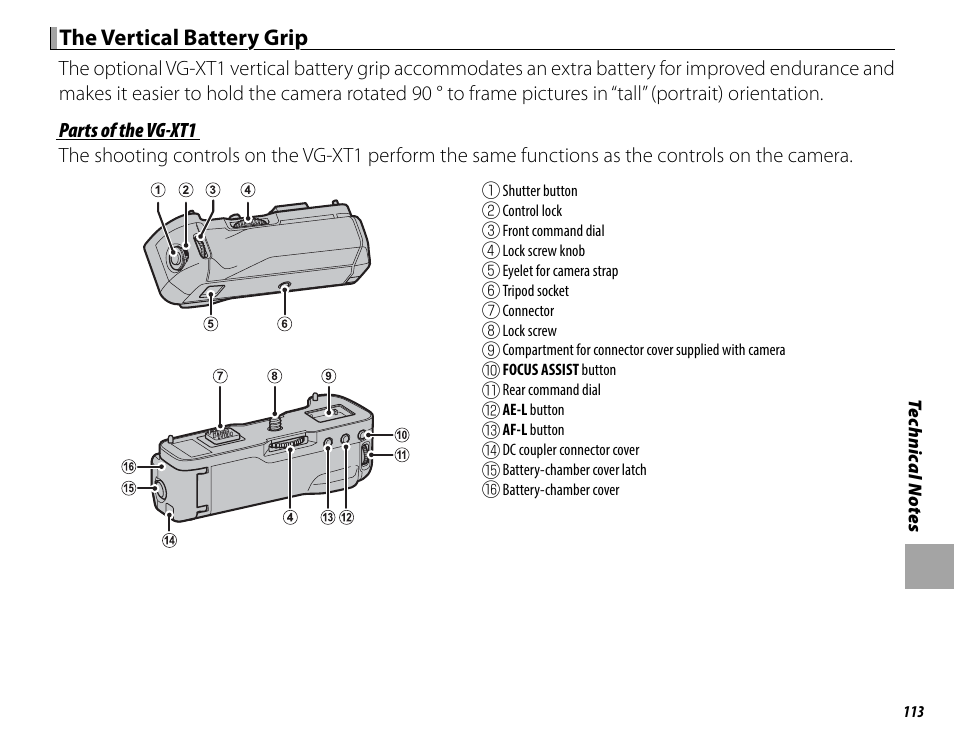 The vertical battery grip | FujiFilm X-T1 User Manual | Page 129 / 152