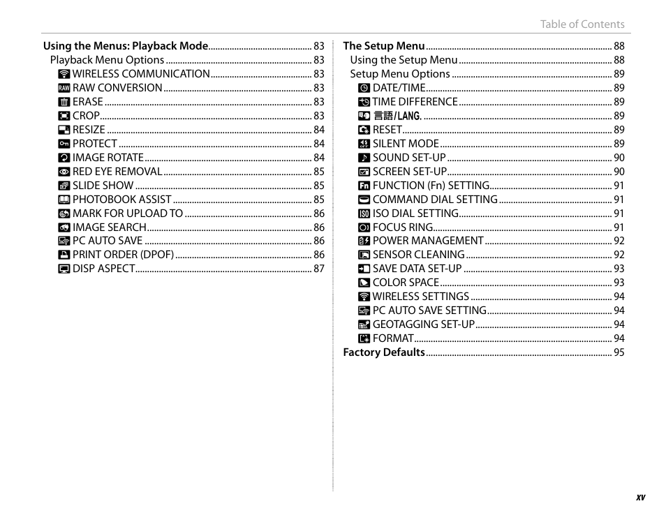 FujiFilm X-T1 User Manual | Page 15 / 152