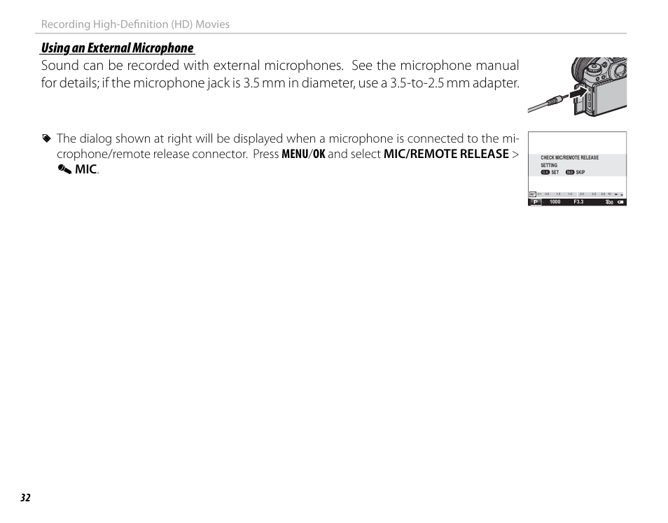 32 recording high-defi nition (hd) movies | FujiFilm X-T1 User Manual | Page 48 / 152