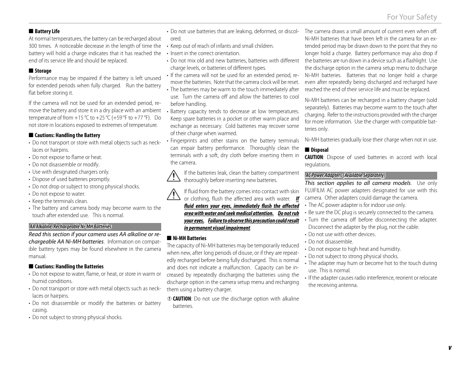 Vfor your safety | FujiFilm X-T1 User Manual | Page 5 / 152